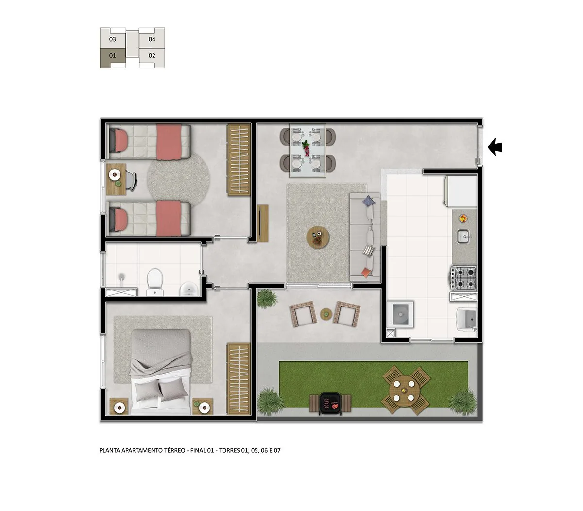 Planta: Apartamento garden